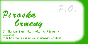 piroska ormeny business card